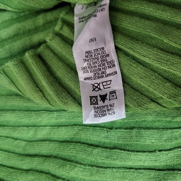 BHS Vibrant Green Ribbed Blouse with Long Sleeves Size 14 - Picture 8 of 8